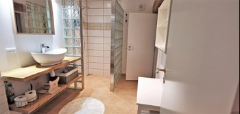 Badezimmer von Sneglehus Ferienwohnung auf Bornholm